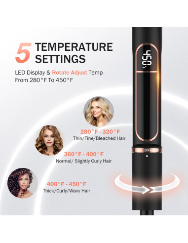 Plancha de Pelo MiroPure 1 Pulgada Titanio Cerámica 5 Temperaturas