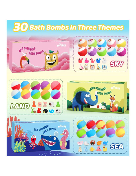 30 Bombas de Baño YoYokay con Juguetes Sorpresa para Niños 30 Bombas de Baño YoYokay con Juguetes Sorpresa para Niños