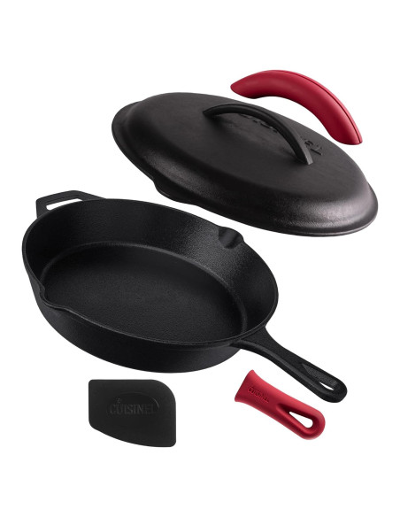 Sartén de Hierro Fundido Cuisinel 30.48 cm con Tapa y Mango Silicona Sartén de Hierro Fundido Cuisinel 30.48 cm con Tapa y Mango Silicona