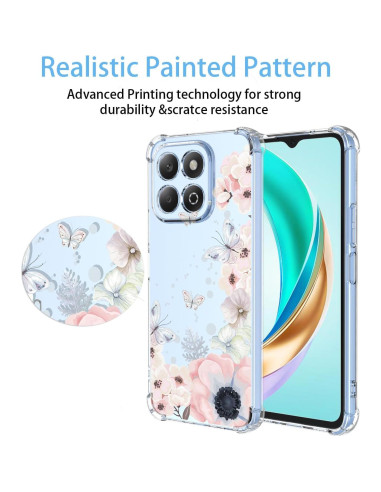 Funda Honor X6B Floral Rosa Antigolpes TPU Transparente
