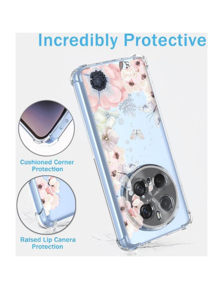 Funda Honor Magic 7 Pro Floral Rosa TPU Antigolpes Funda Honor Magic 7 Pro Floral Rosa TPU Antigolpes