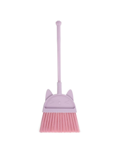 Escoba Cabilock Rosa para Niños con Diseño de Gato - Ligera y Divertida