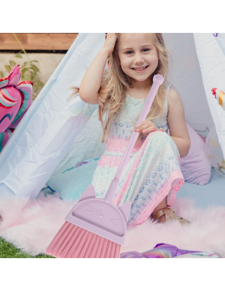 Escoba Cabilock Rosa para Niños con Diseño de Gato - Ligera y Divertida Escoba Cabilock Rosa para Niños con Diseño de Gato - Ligera y Divertida