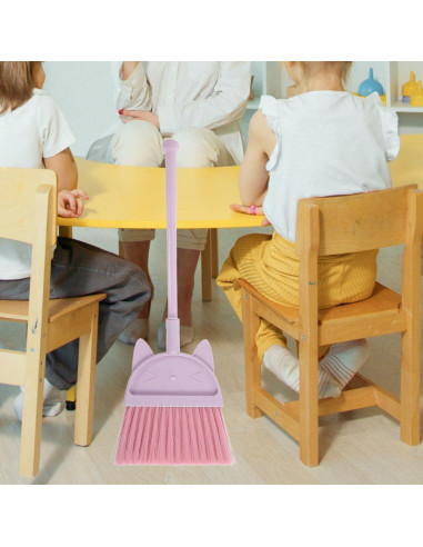 Escoba Cabilock Rosa para Niños con Diseño de Gato - Ligera y Divertida