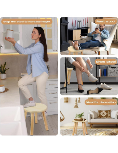 Taburetes de Madera Wenqik - Set de 4 Sillas Redondas 25.4 cm