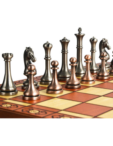 Juego de Ajedrez Retro BIVOMON de Madera y Metal 33x33cm