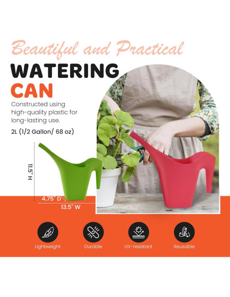 Regadera Mintra 2L Coral para Plantas de Interior y Exterior Regadera Mintra 2L Coral para Plantas de Interior y Exterior