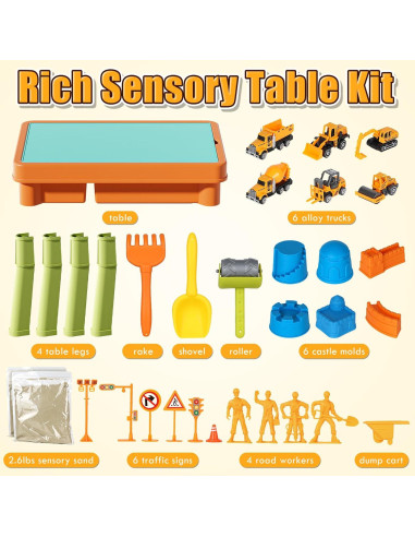 Mesa Sensorial Castillo Lehoo con 1.18kg de Arena y 6 Camiones