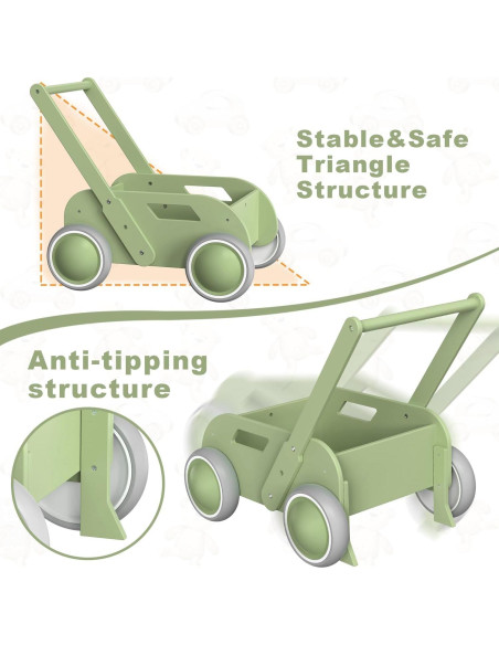 Andador de Madera WyfKyd Ajustable para Bebés 12-36 Meses Andador de Madera WyfKyd Ajustable para Bebés 12-36 Meses