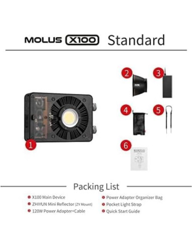 Lámpara de Video LED ZHIYUN MOLUS X100 100W 2700K-6500K