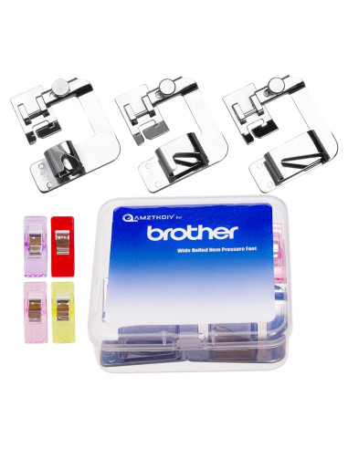 Juego de pies prensores de dobladillo enrollado AMZTKDIY 3 tamaños