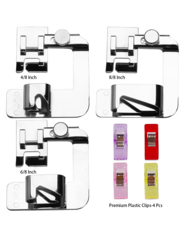 Juego de pies prensores de dobladillo enrollado AMZTKDIY 3 tamaños