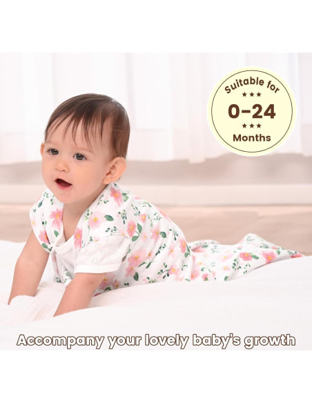 Saco de Sueño PHF Floral Rosa 100% Algodón Orgánico 18-24 Meses Saco de Sueño PHF Floral Rosa 100% Algodón Orgánico 18-24 Meses