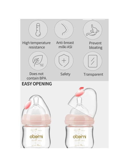 Botellas de vidrio anti cólico para bebés 4 oz, libre de BPA Botellas de vidrio anti cólico para bebés 4 oz, libre de BPA