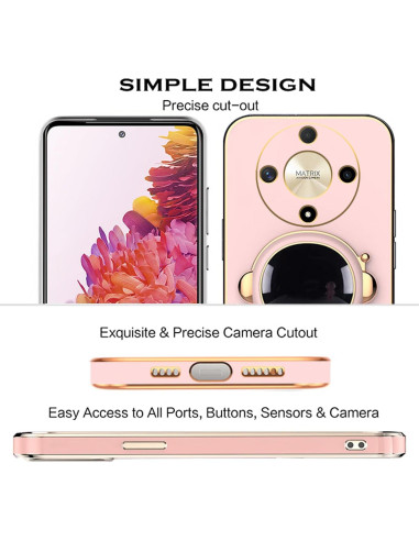 Funda de Silicona Rosa para Honor Magic 6 Lite con Soporte