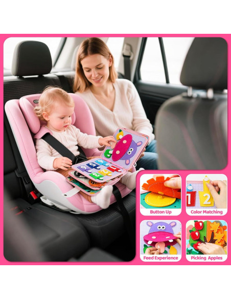 Libro Ocupado Montessori para Niños 1-3 Años con Conejo Rosa Libro Ocupado Montessori para Niños 1-3 Años con Conejo Rosa