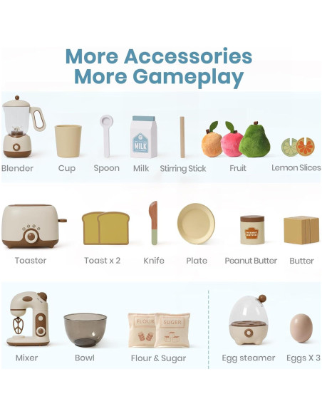 Juego de Cocina para Niños ROBOTIME - 4 Accesorios de Madera Juego de Cocina para Niños ROBOTIME - 4 Accesorios de Madera