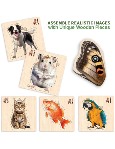 Rompecabezas de Madera QUOKKA 15x15 cm Animales y Aves