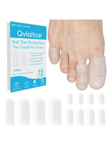 Protectores de Dedos de Silicona Qvlaitoe - Alivio para Uñas Encarnadas y Callos - Paquete de 12 Protectores de Dedos de Silicona Qvlaitoe - Alivio para Uñas Encarnadas y Callos - Paquete de 12