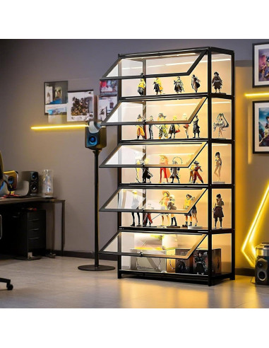 Gabinete de Exhibición Curio QEWYHGRY 5 Niveles 162 cm Negro