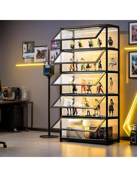 Gabinete de Exhibición Curio QEWYHGRY 5 Niveles 162 cm Negro Gabinete de Exhibición Curio QEWYHGRY 5 Niveles 162 cm Negro