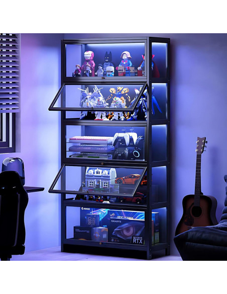 Gabinete de Exhibición Curio QEWYHGRY 5 Niveles 162 cm Negro Gabinete de Exhibición Curio QEWYHGRY 5 Niveles 162 cm Negro