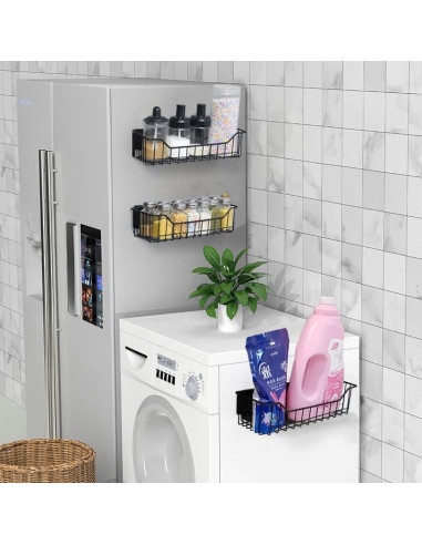 Estante Magnético para Especias KAREZONINE 4 Piezas Metal Gris