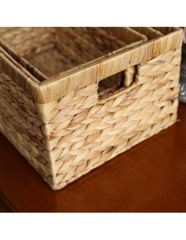 Cesta de Almacenamiento Rectangular KINGWILLOW Grande Juncos Naturales