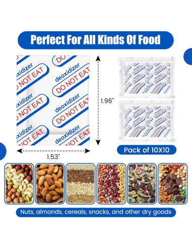 Absorbentes de Oxígeno 400CC Lidisanita - 10 Paquetes Grado Alimenticio