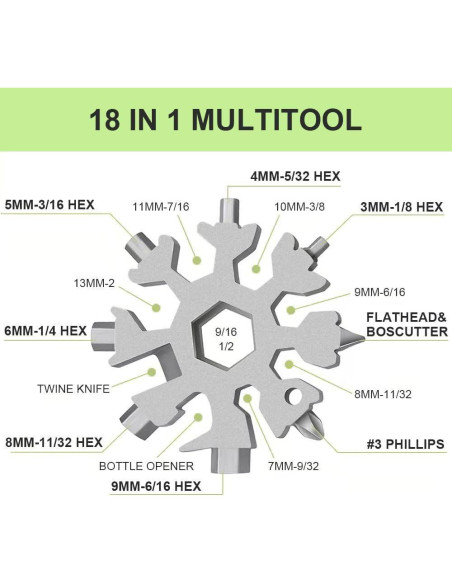Herramienta Multiusos 18 en 1 FODARSAI Copo de Nieve Herramienta Multiusos 18 en 1 FODARSAI Copo de Nieve