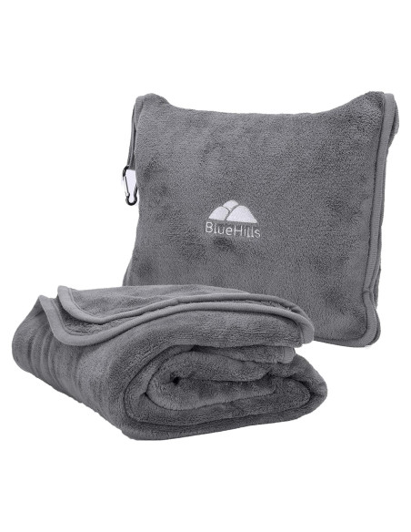 Manta de Viaje BlueHills 178x122 cm Gris con Funda y Clip Manta de Viaje BlueHills 178x122 cm Gris con Funda y Clip