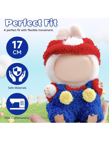 Conjunto de Ropa para Muñeca 17cm Labubu Estilo Azul 1