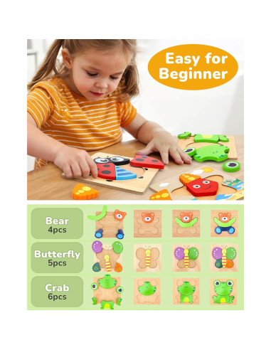 Rompecabezas de Madera TOY Life 8 Piezas para Niños 2-4 Años