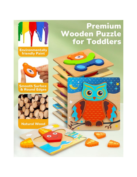 Rompecabezas de Madera TOY Life 8 Piezas para Niños 2-4 Años Rompecabezas de Madera TOY Life 8 Piezas para Niños 2-4 Años
