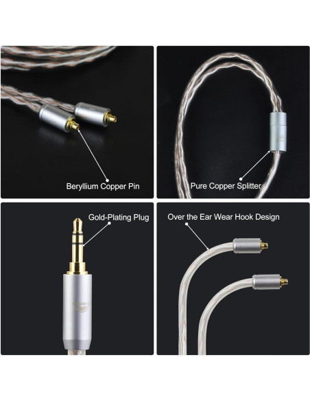 Cable de Actualización OKCSC 4 Núcleos MMCX a 3.5MM 1.2M Cable de Actualización OKCSC 4 Núcleos MMCX a 3.5MM 1.2M