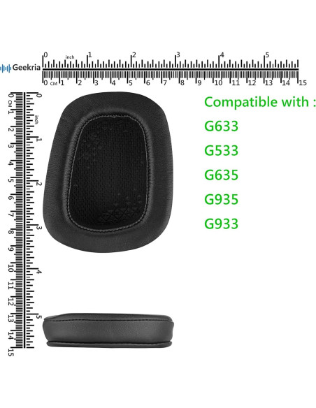 Almohadillas de Reemplazo Geekria para Auriculares Logitech G533 G633 G635 G933 G935 - 2 Unidades Almohadillas de Reemplazo Geekria para Auriculares Logitech G533 G633 G635 G933 G935 - 2 Unidades