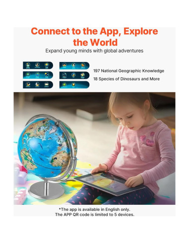 Globo Terráqueo Interactivo VEVOR 10" con App AR LED