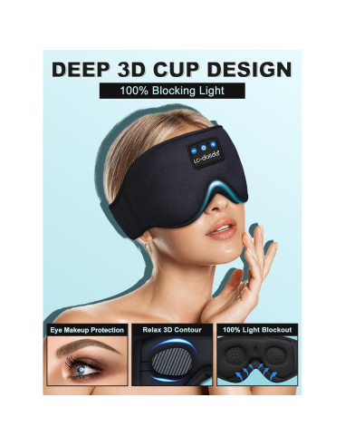 Auriculares para Dormir Bluetooth LC-dolida con Máscara 3D de Seda Fría