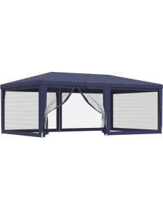 Carpa de Fiesta Azul GROSERY 6 Paredes Malla HDPE 5.97x3.96m 2