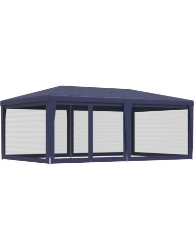 Carpa de Fiesta Azul GROSERY 6 Paredes Malla HDPE 5.97x3.96m