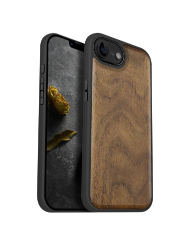Funda de Madera Magnética Carveit para iPhone 16e, TPU Negro
