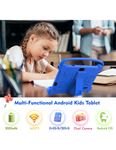 Tableta para Niños ICONLINK 7" 32GB Android con Funda Azul