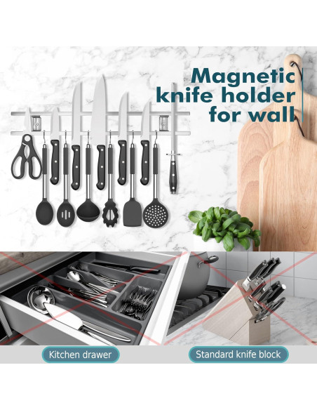 Soporte Magnético para Cuchillos Eco Kitchen 45.72 cm Acero Inoxidable Soporte Magnético para Cuchillos Eco Kitchen 45.72 cm Acero Inoxidable