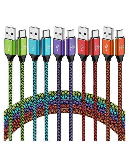 Cable USB Tipo C 5-Pack KREMORV 3m Carga Rápida Nylon Cable USB Tipo C 5-Pack KREMORV 3m Carga Rápida Nylon