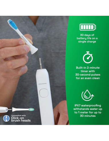 Cepillo de Dientes Eléctrico Brushmo BM01 Blanco con 4 Cabezas