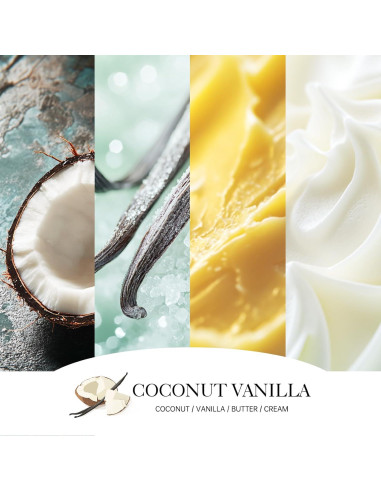 Vela Aromática de Coco y Vainilla 340g 60 Horas 3 Mechas