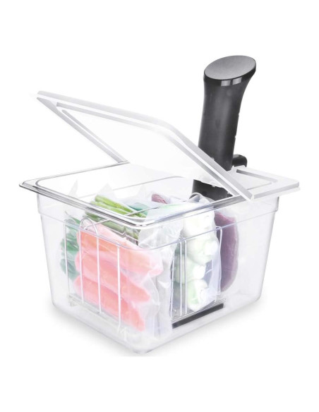 Contenedor Sous Vide 12 Litros Everie con Tapa Plegable y Soporte Contenedor Sous Vide 12 Litros Everie con Tapa Plegable y Soporte