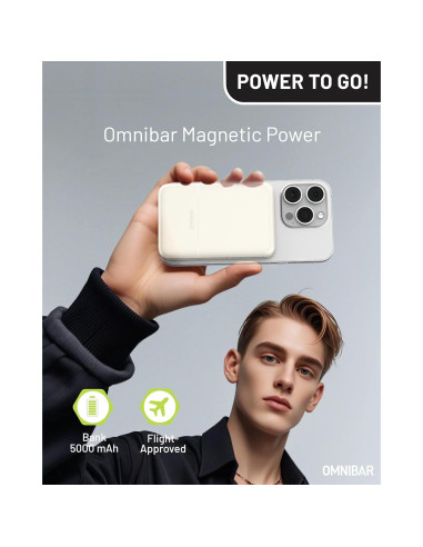 Banco de Poder Inalámbrico Omnibar 5000mAh Blanco 20W