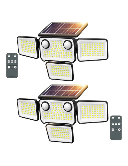 Luces Solares Exteriores SZPOWER 4500LM 4 Cabezas con Sensor Luces Solares Exteriores SZPOWER 4500LM 4 Cabezas con Sensor