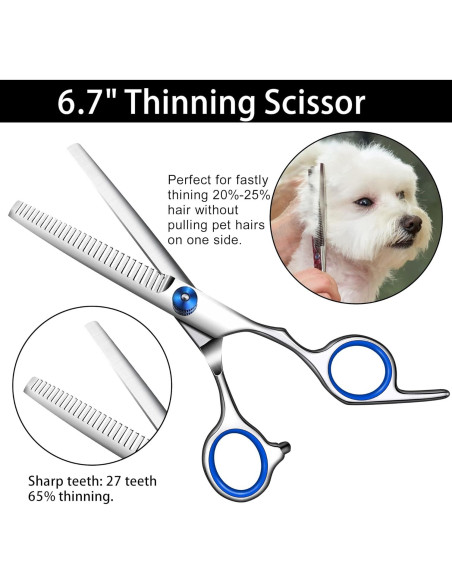 Kit de Tijeras para Cuidado de Mascotas Wikdey 7 en 1 Kit de Tijeras para Cuidado de Mascotas Wikdey 7 en 1